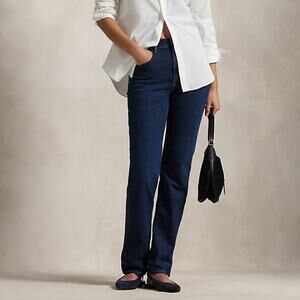 LRL Lauren Jeans Co. Classic Straight Jeans Dark wash Blue Cotton Womens Size 4P